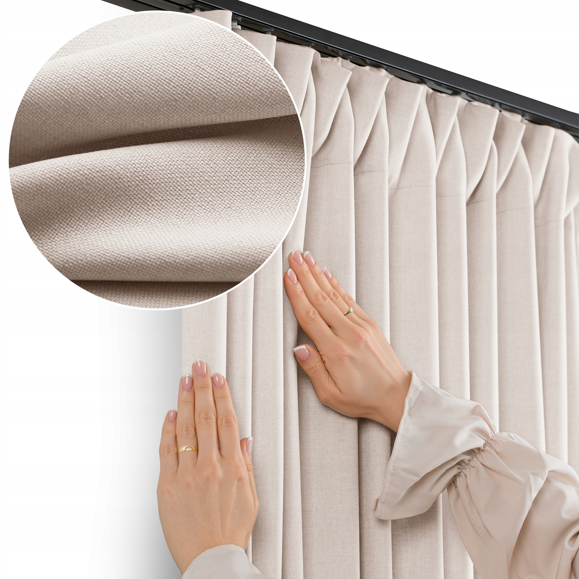 Filumi Záclony s lenovou vazbou řasící páska do obývacího pokoje Teplá Béžová 530x240