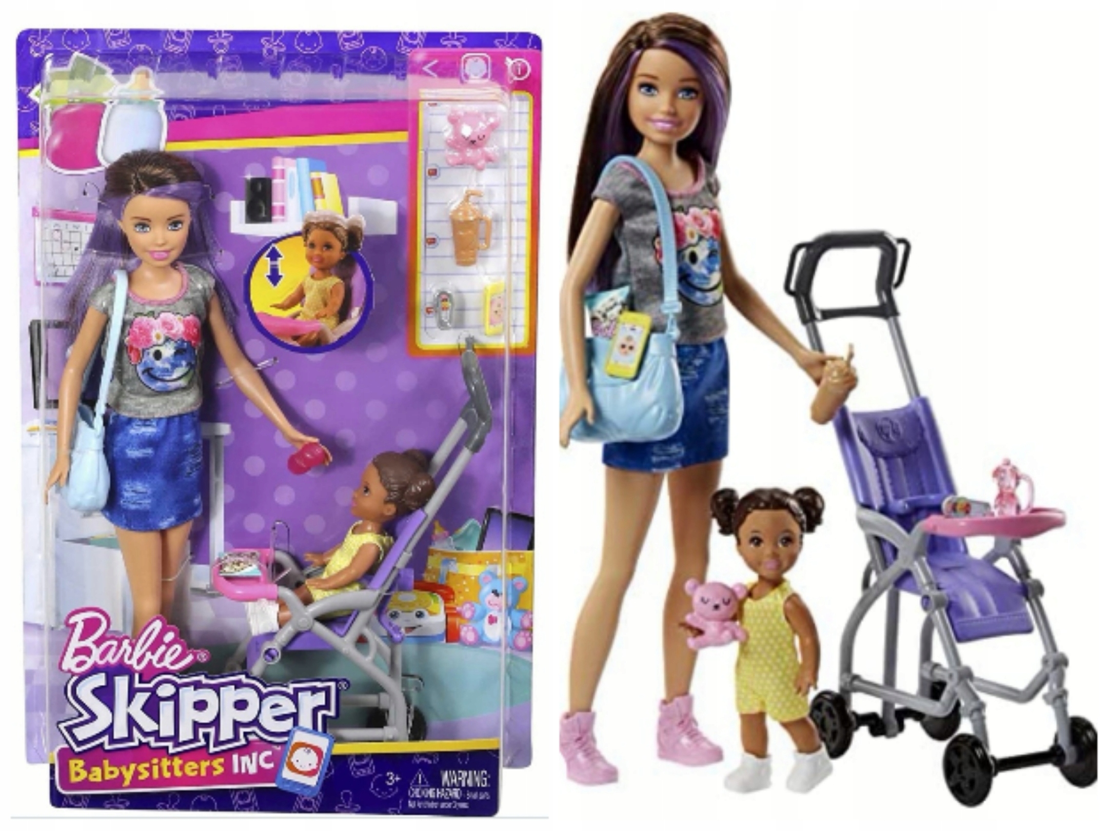 

Barbie opiekunka Bobas z wózkiem FJB00 Skipper