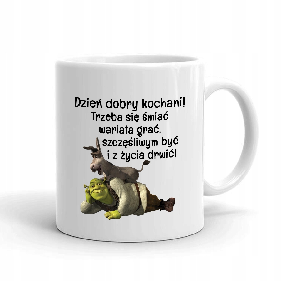 

Kubek Biały Nadruk Wzór Osioł Shrek 02