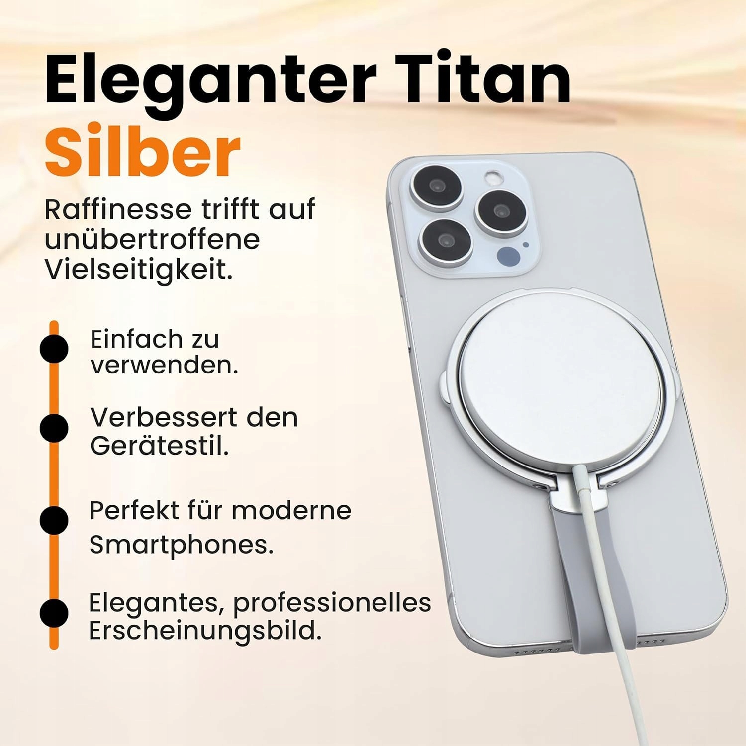 NOOMII Magnetyczny Uchwyt Na Telefon 360° Do iPhone Samsung Srebrny — miniatura 8