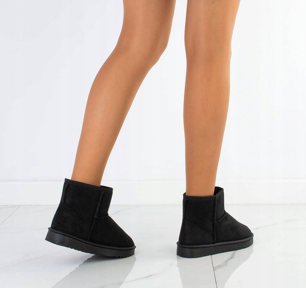 6904 CZARNE OCIEPLANE ZAMSZOWE ŚNIEGOWCE BOTKI 37 Wzór dominujący bez wzoru