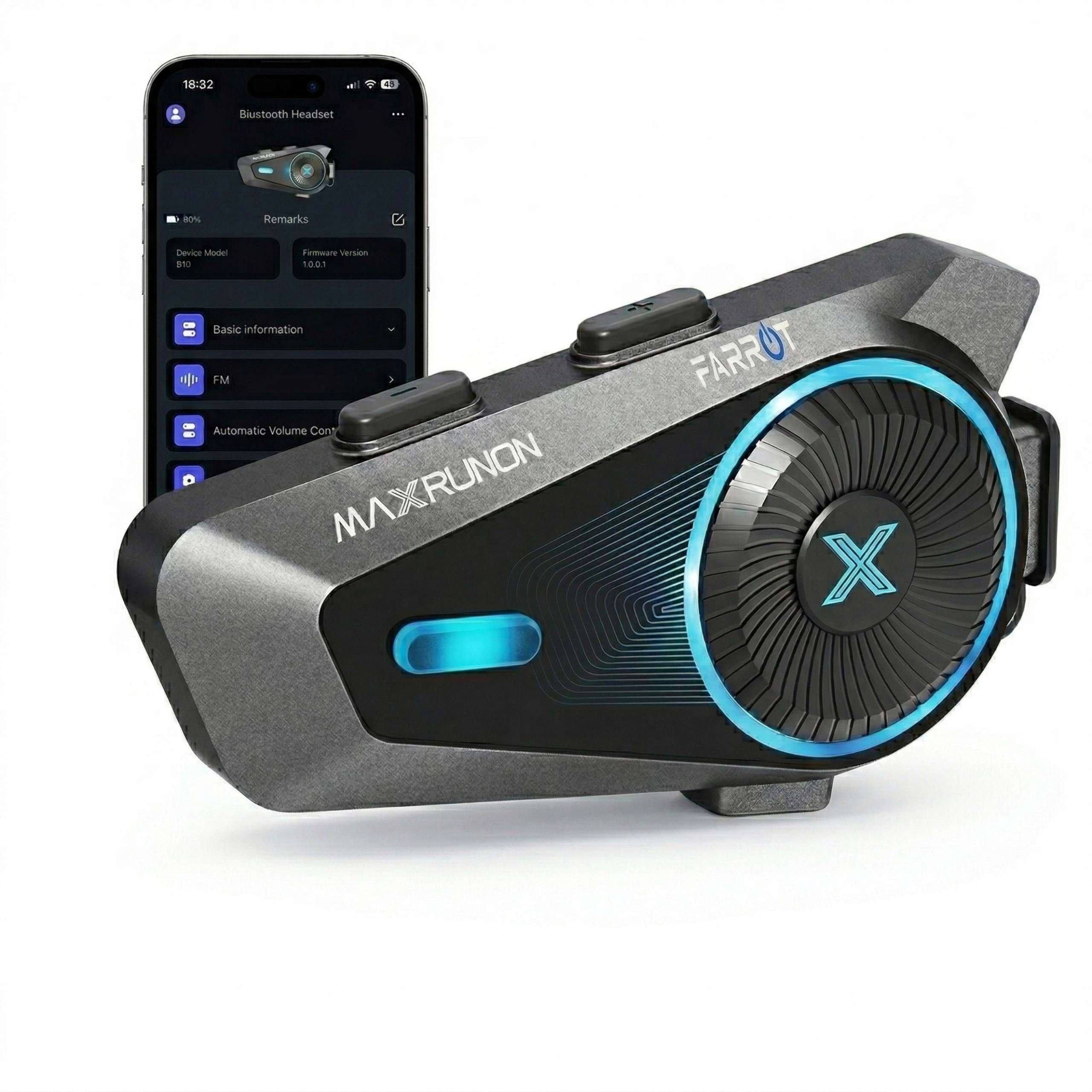 Interkom Motocyklowy Mesh 1.6km Bluetooth 5.4 IPX7 ANC 120km/h do 4 kasków