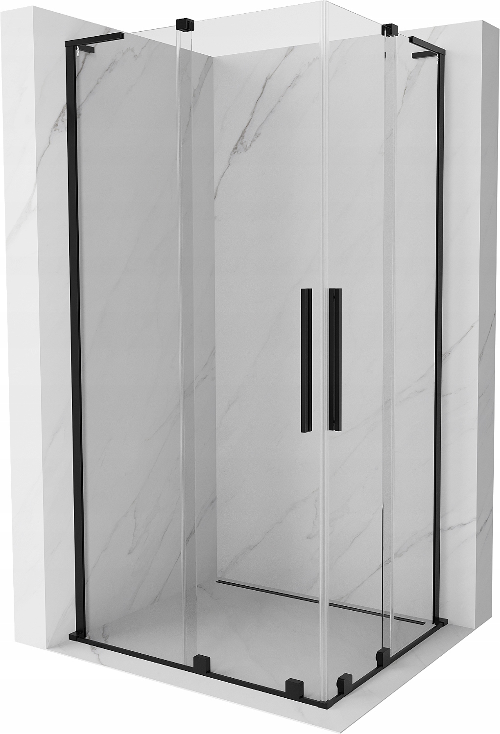 Mexen Velar L Duo sprchový kout 90x80 cm, průhledný, černý, posuvné dveře