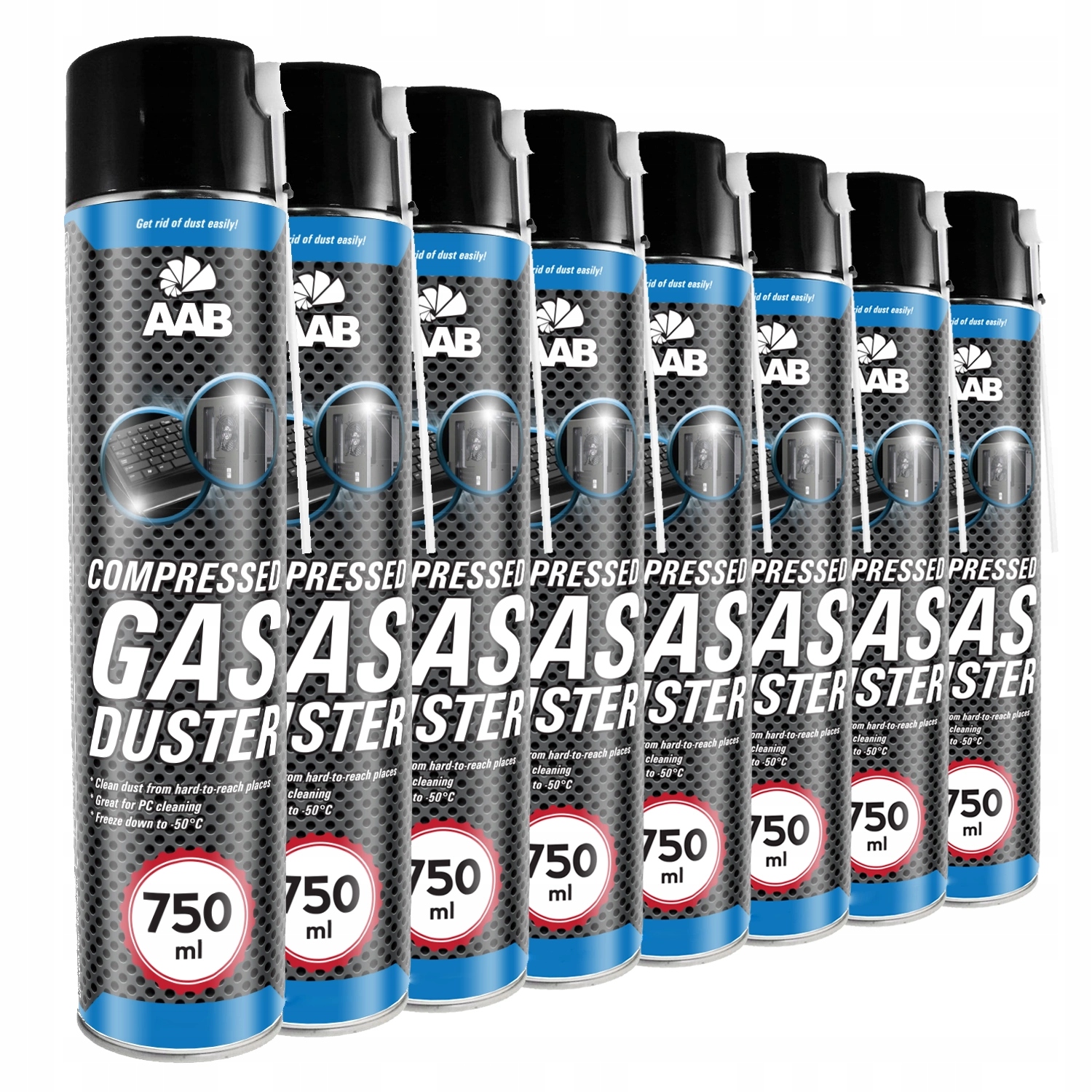 8x AABCOOLING SPRĘŻONE POWIETRZE 750 ml + 16xRURKA