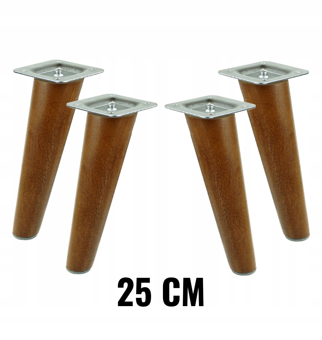 

Nogi drewniane bukowe orzech skośne zestaw 25 cm