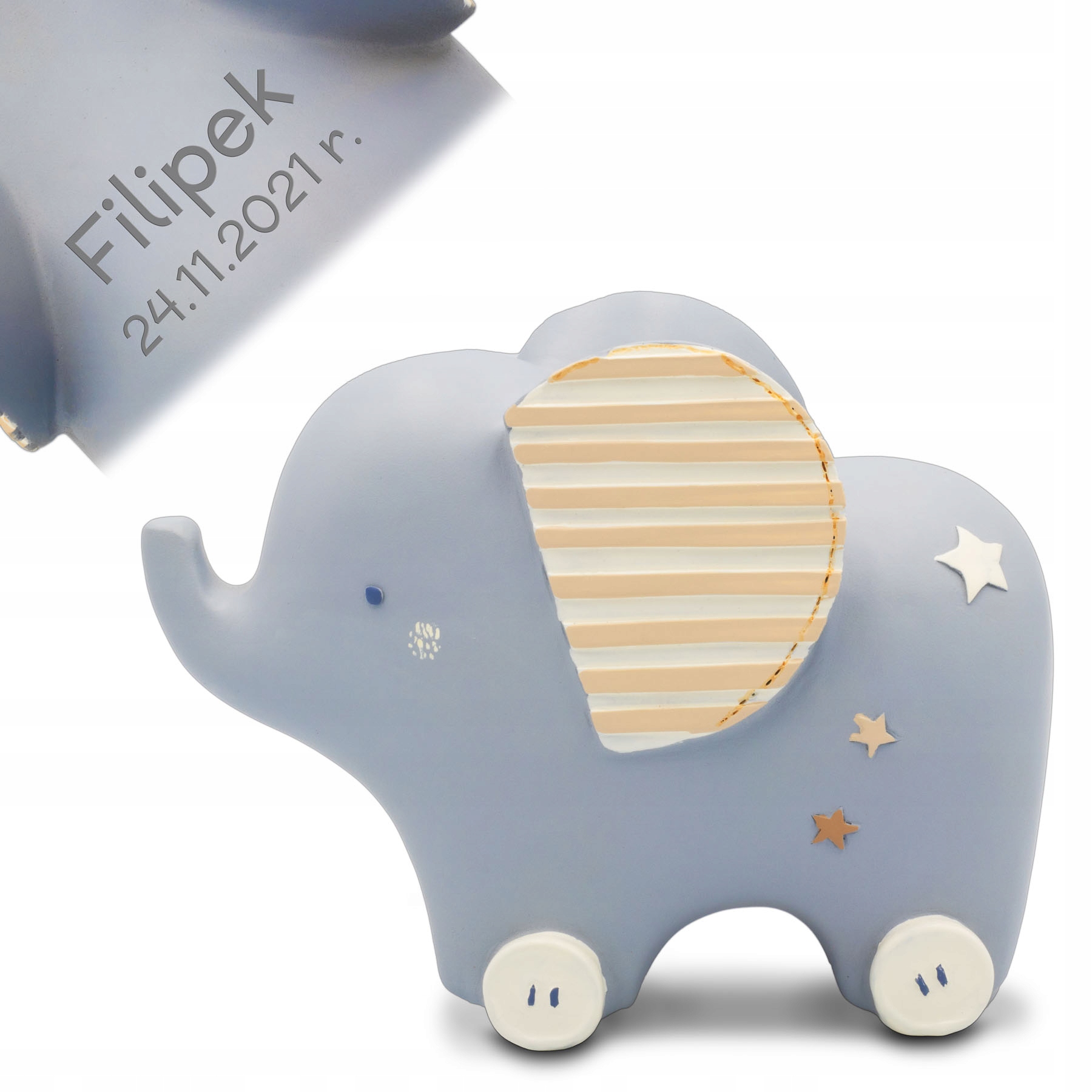 

Skarbonka Słonik Niebieska z Grawerem