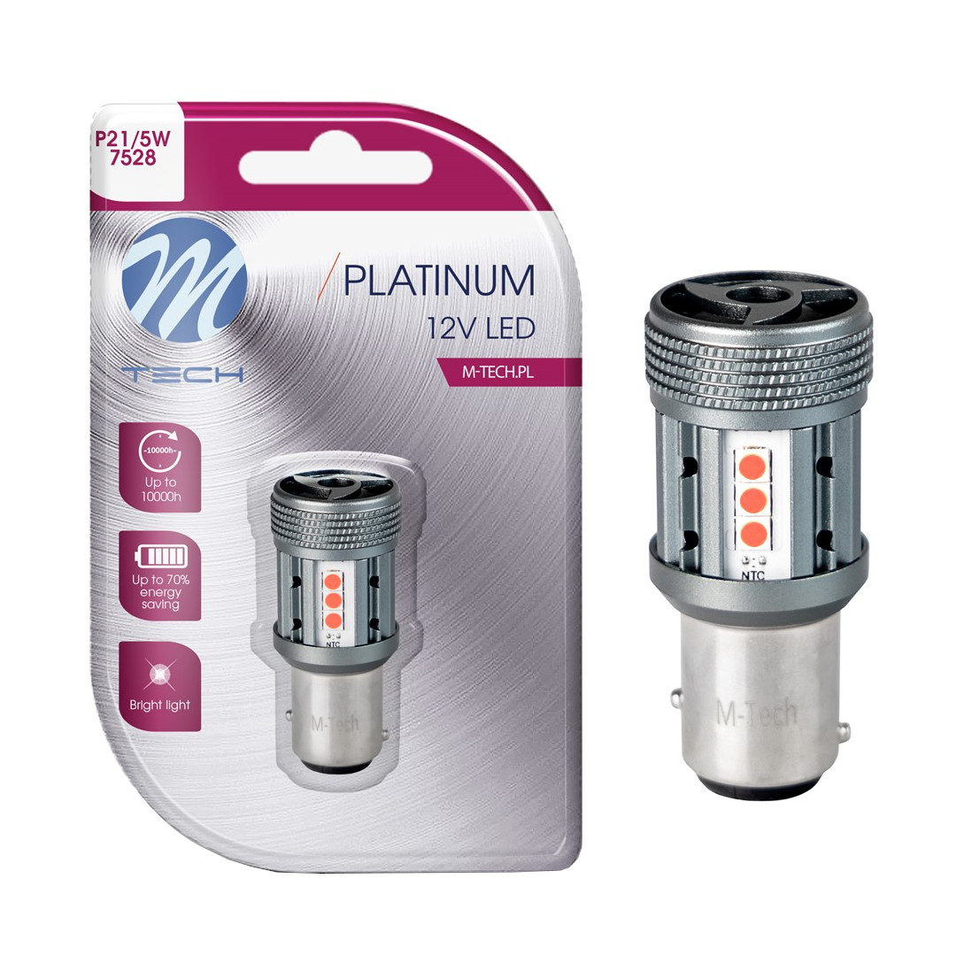 Żarówka P21/5W Led Czerwona Retrofit 7538 Canbus 12/24V Red