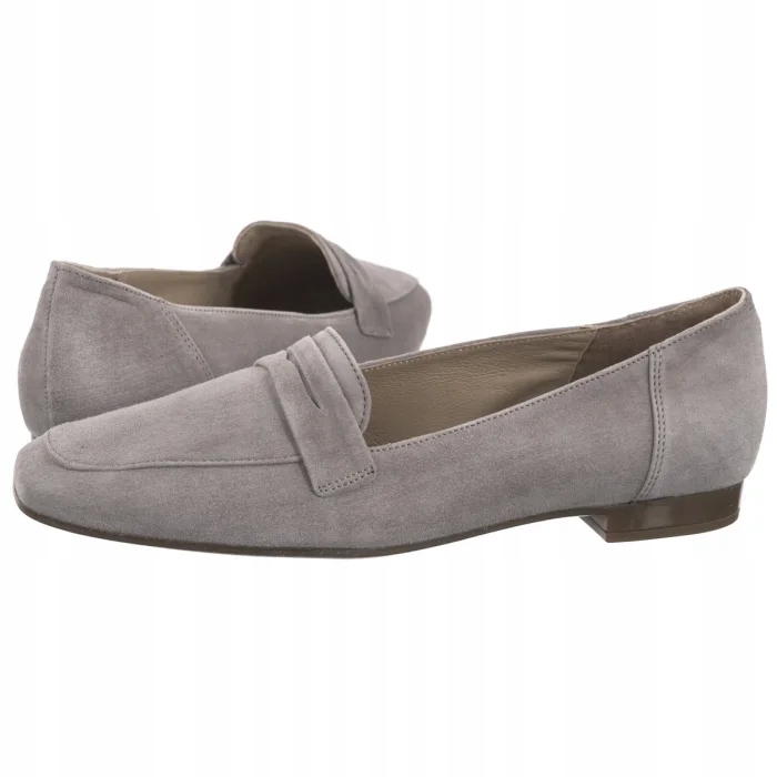 Boty Mokasíny Polobotky Kožené Velurové Dámské Ryłko Šedé A1R69_Q