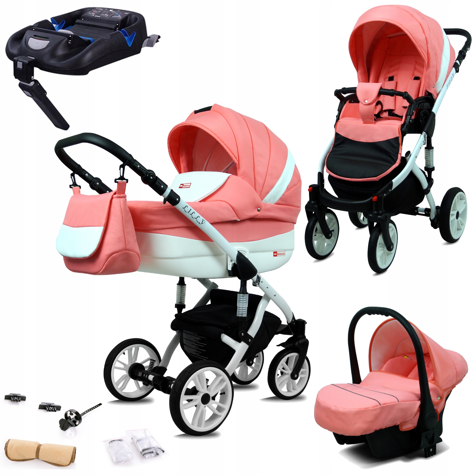 Wózek dziecięcy 4w1 BabyLux Lilly spacerówka gondola fotelik baza Isofix