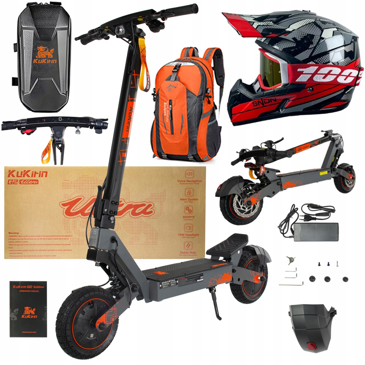 Kukirin G2 Ultra elektrické vozidlo 2000W 55km/h 55KM 48V18Ah 10" dárky