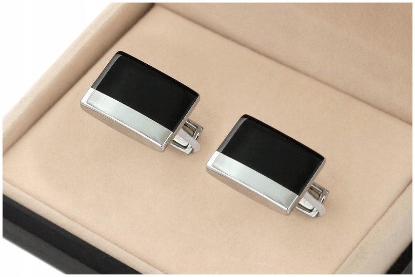 MODNE Spinki Mankietów Koszuli + PUDEŁKO skp15-11 Materiał cynk stal