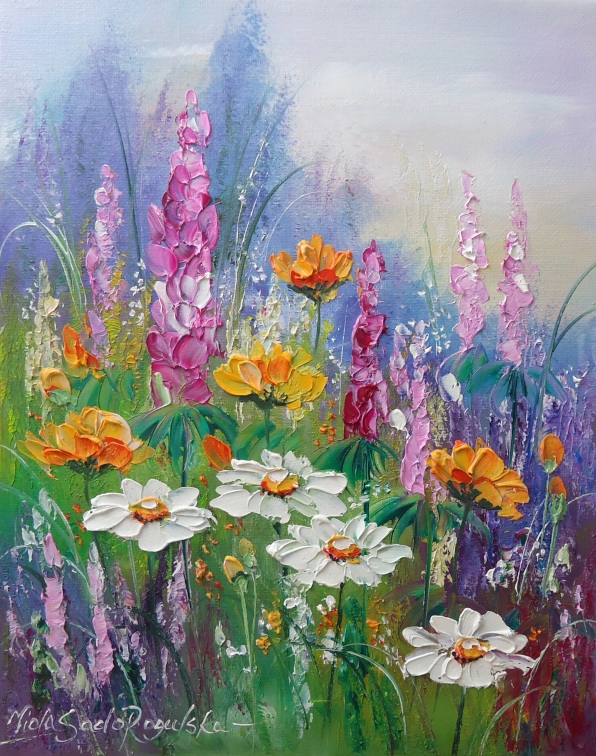 Dzikie Kwiaty olej na płótnie blejtram 24x30 Viola Sado R violaart