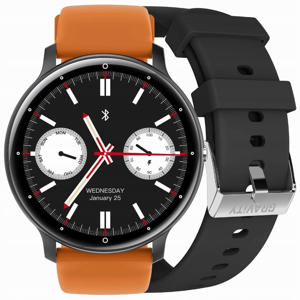 Chytré Hodinky Gravity GT1-2 Pro, černý řemínek oranžový řemínek