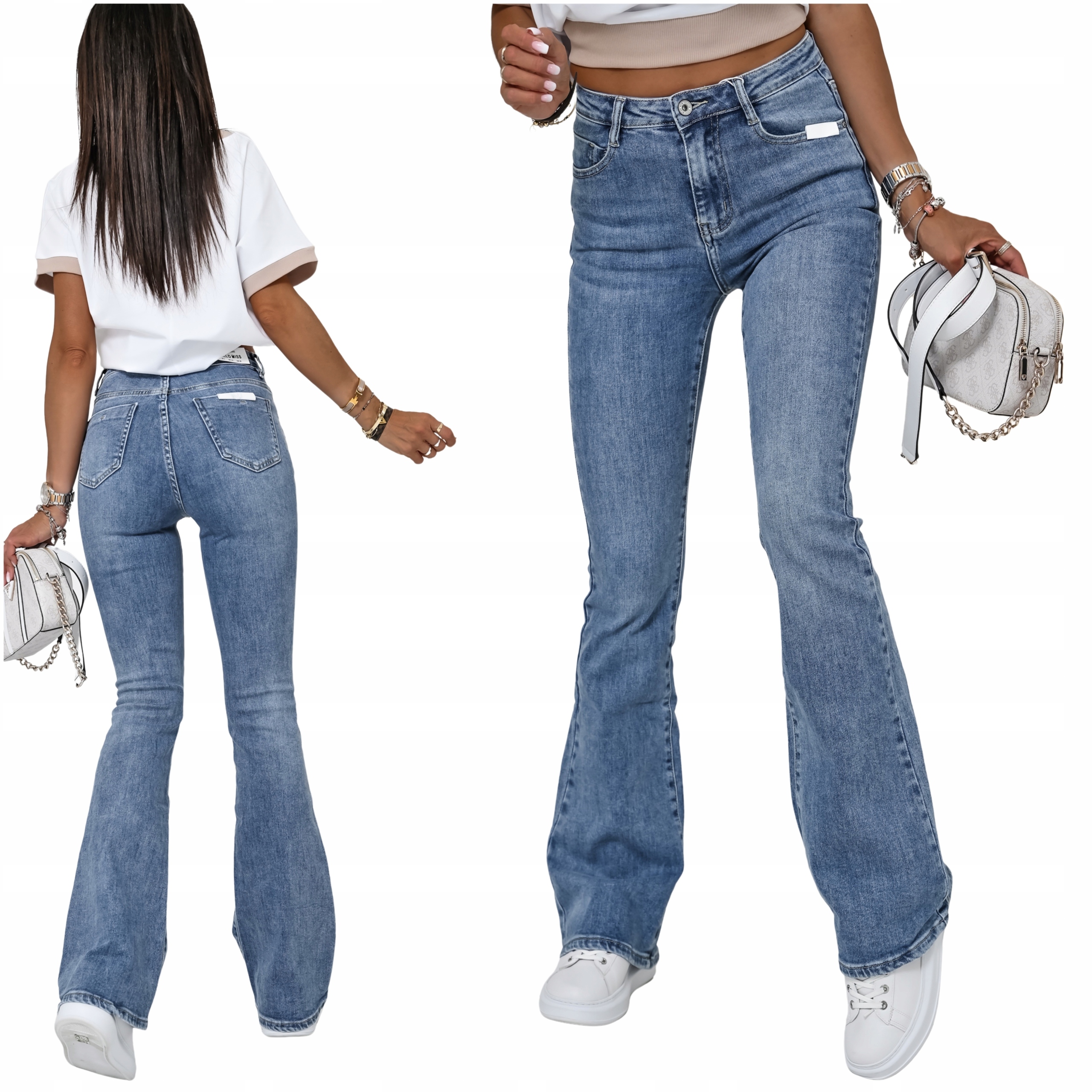 Stylowe Spodnie Jeansy Dzwony Naomi! WZ.3 M