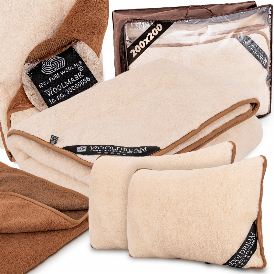 Posteľná Bielizeň Vlna Ťažkosti Komplet 4-dielne Podušky Prikrývka Prestieradlo 200x200