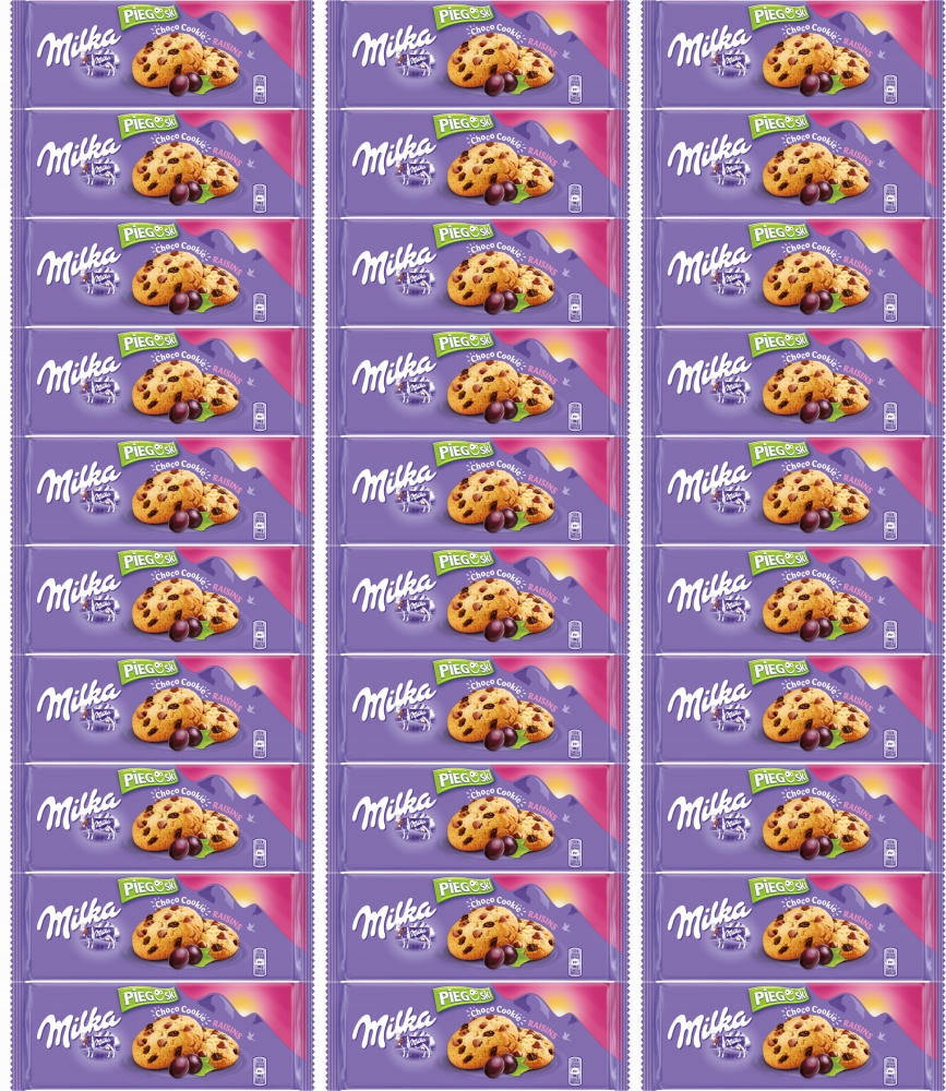 Milka Pieguski Choco Cookie z rodzynkami 135 g x60