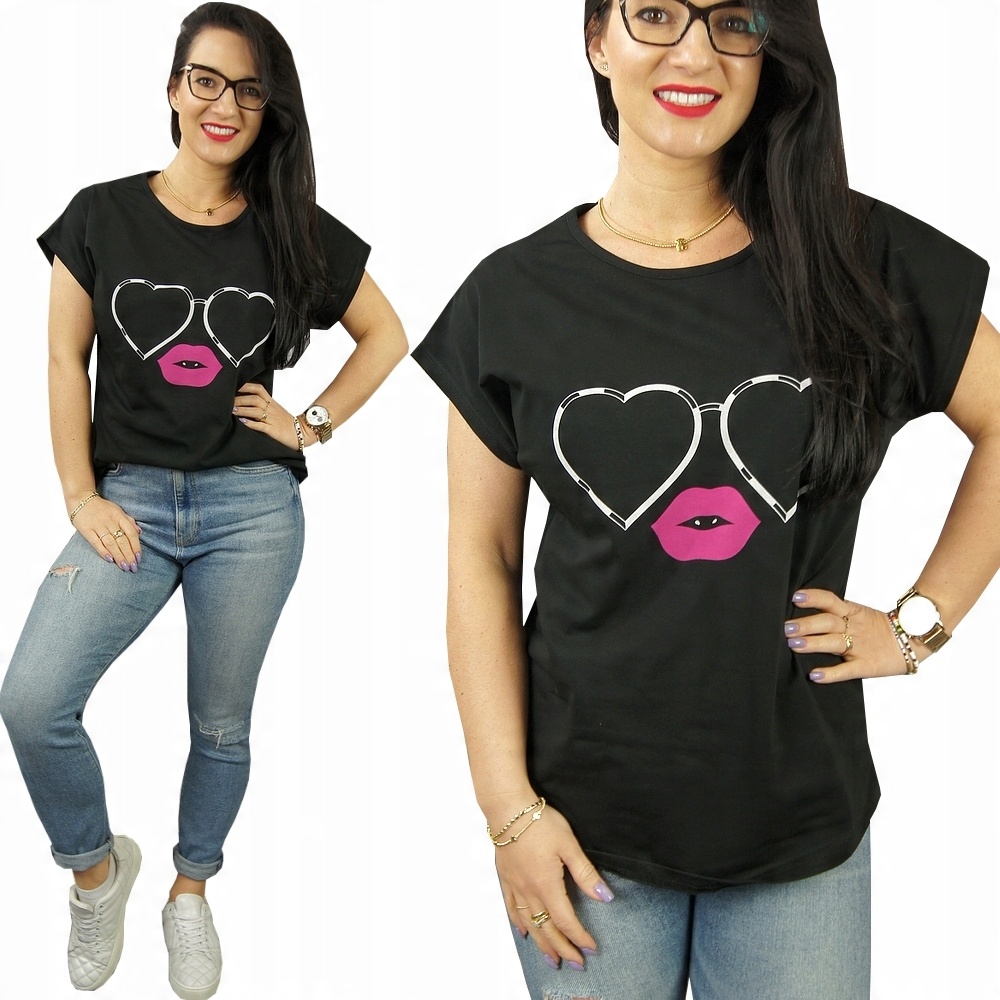 

Bluzka koszulka Kobiecy Tshirt Top Lycra Wzory, L