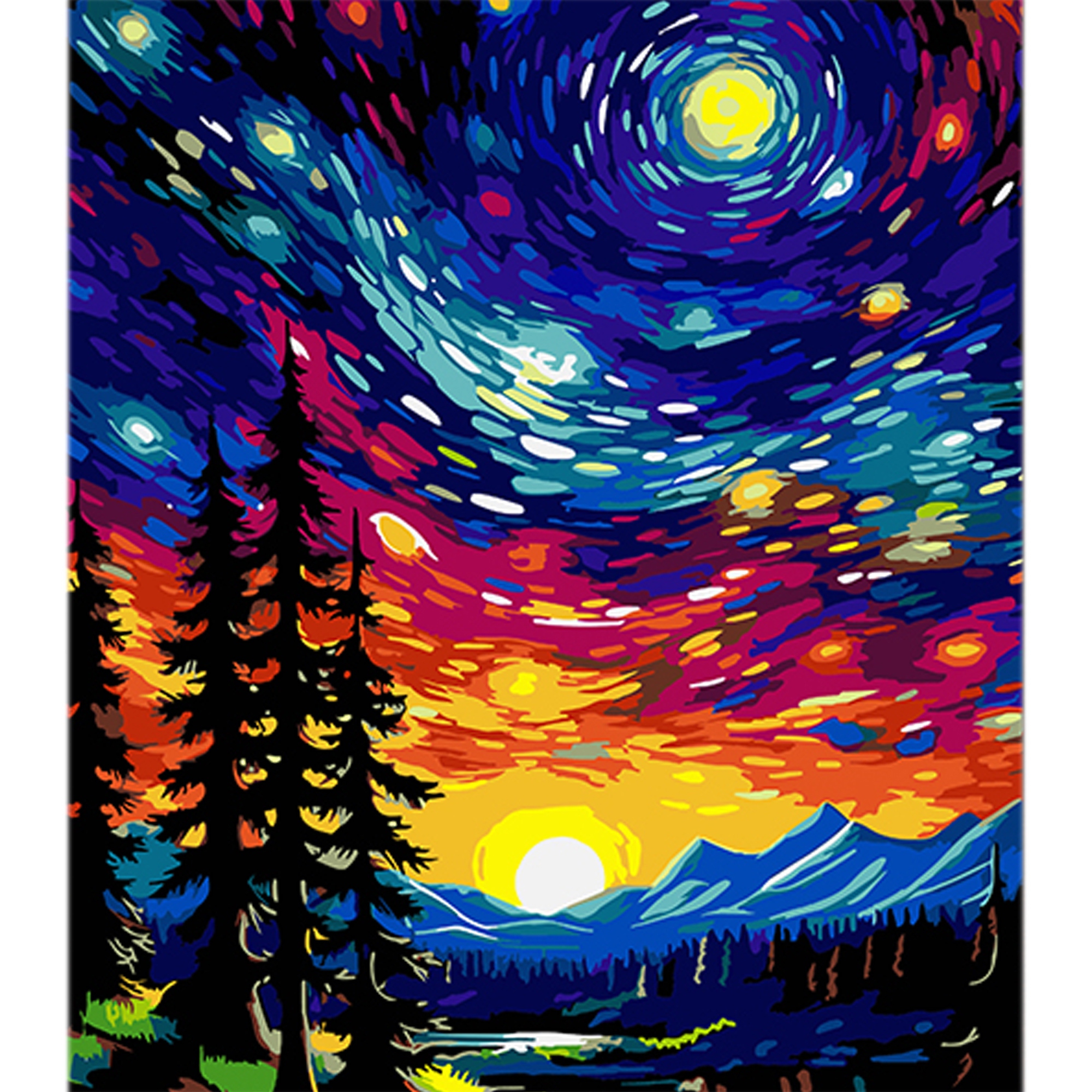 malování podle čísel Na Černém Pozadí, Vícebarevná krajina 40x50 dárek