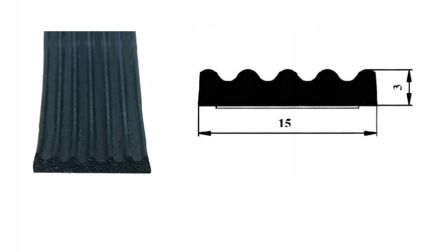 USZCZELKA GUMOWA SAMOPRZYLEPNA Z KLEJEM E 15x3mm Marka Stomil