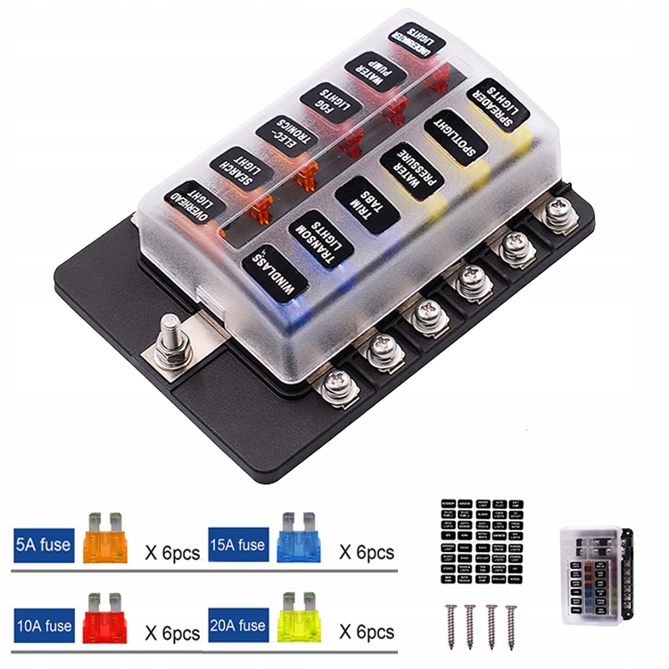 SKRZYNKA OBUDOWA BEZPIECZNIKÓW AUTA 12V-24V 12WAYS