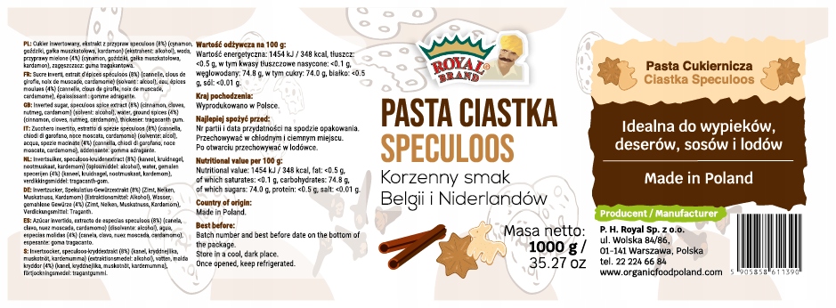 Pasta Sušenky Speculoos 1 kg sušenky speculoos, krém speculoos, tvarohový koláč