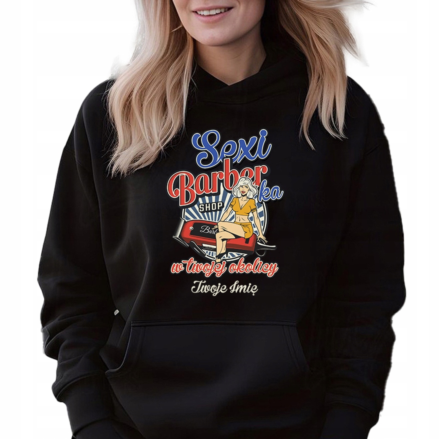 Mikina S Kapucí Černá Sexy Barberka *jméno* Pro Barberku Velikost M
