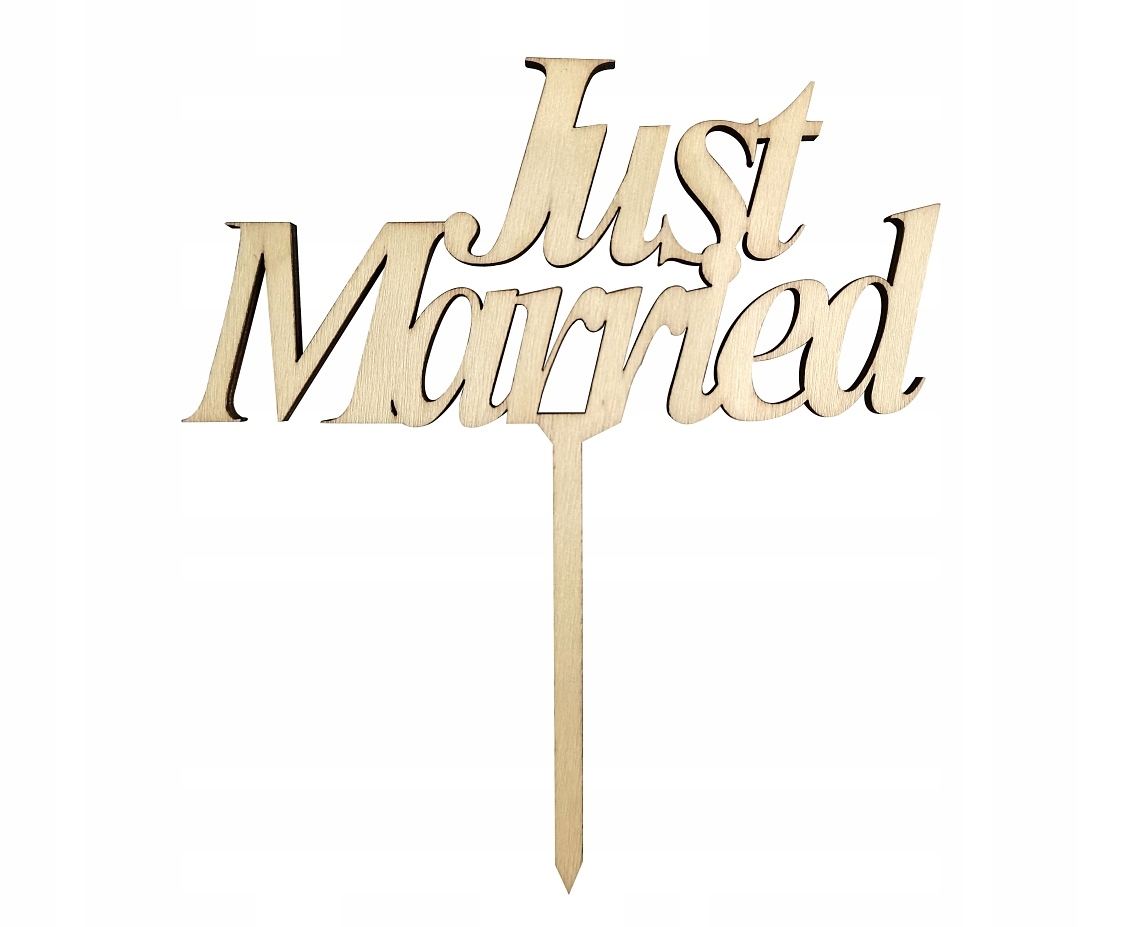 Toper na tort ślub Just Married drewniany