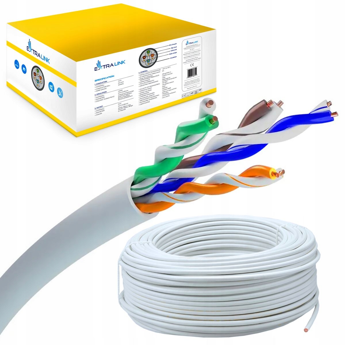 Extralink CAT5E Utp (u/utp) V2 Vnitřní síťový kabel s kroucenou spojkou 100M