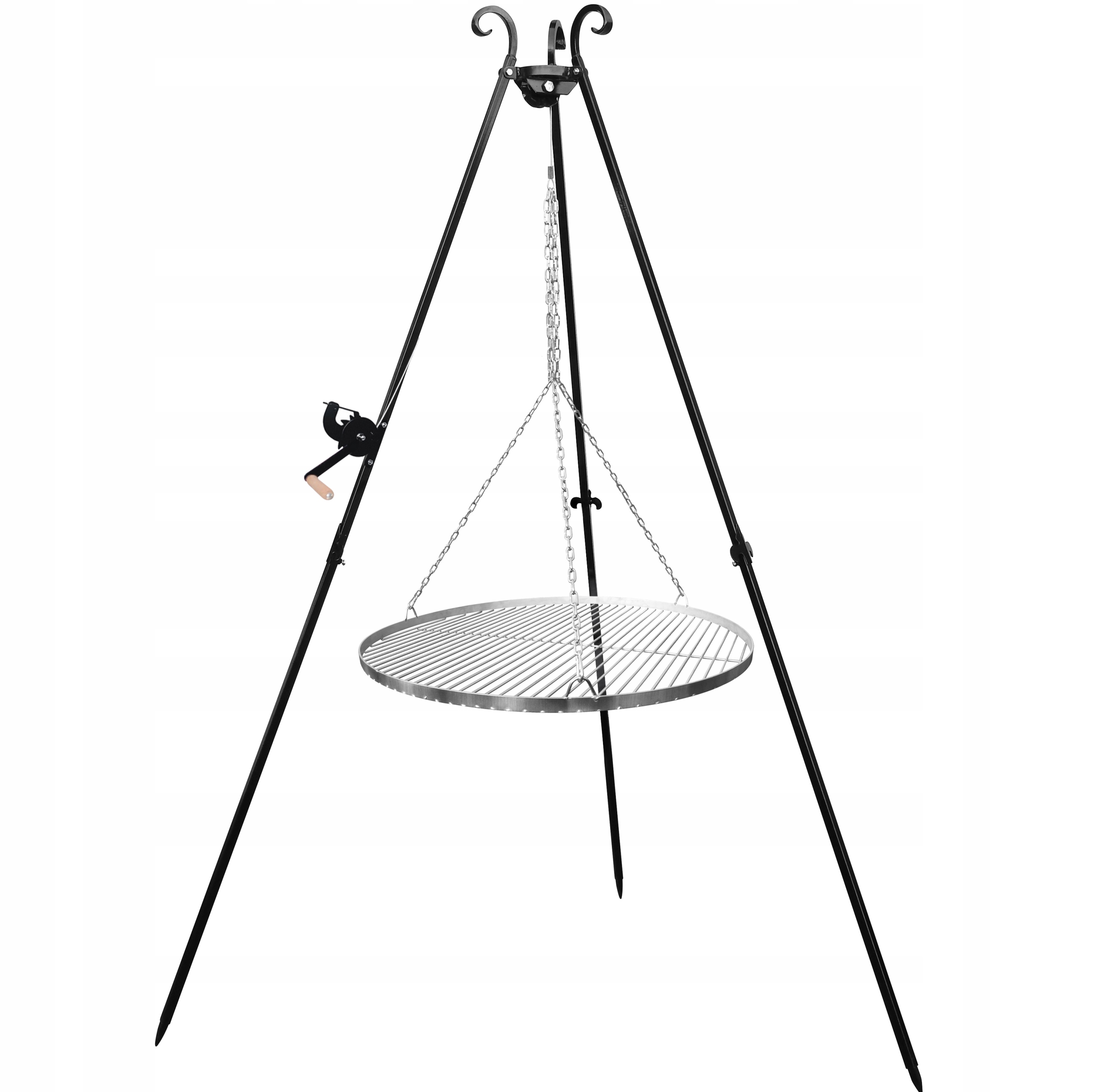 GRILL TRÓJNÓG OGNISKOWY OGRODOWY RUSZT 60 KORBKA Średnica/szerokość rusztu 60 cm