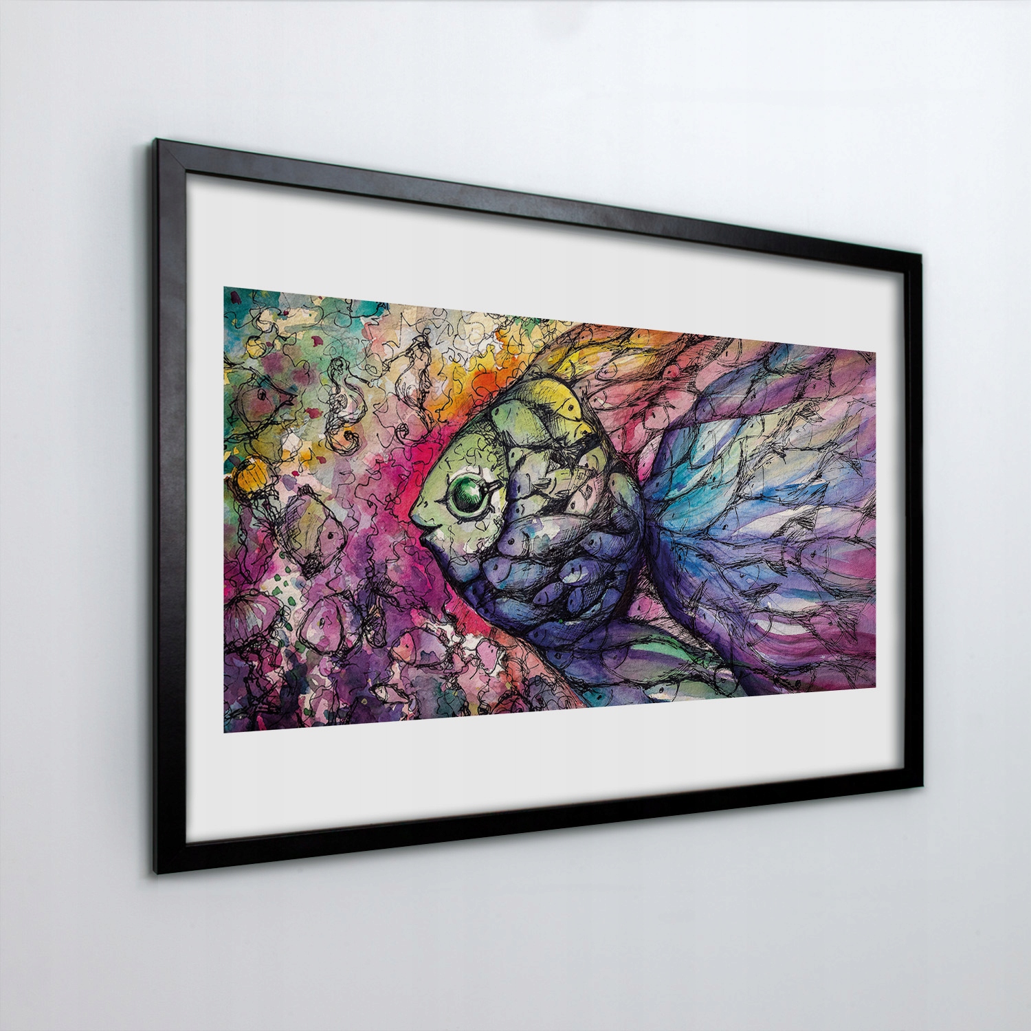 Moderní fotoobraz v rámu Ryba akvarel 30x20
