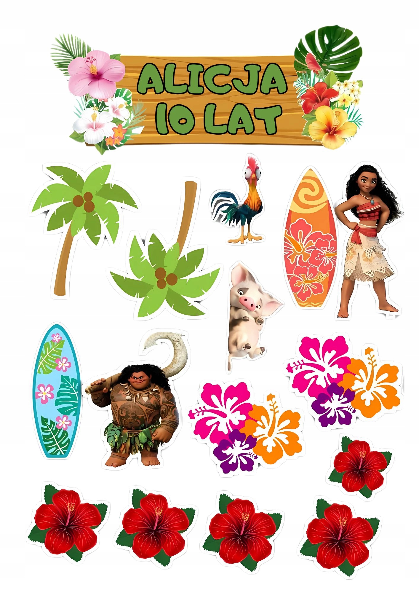 Wydruk na masie cukrowej wydruk cukrowy Na Tort Vaiana Imię