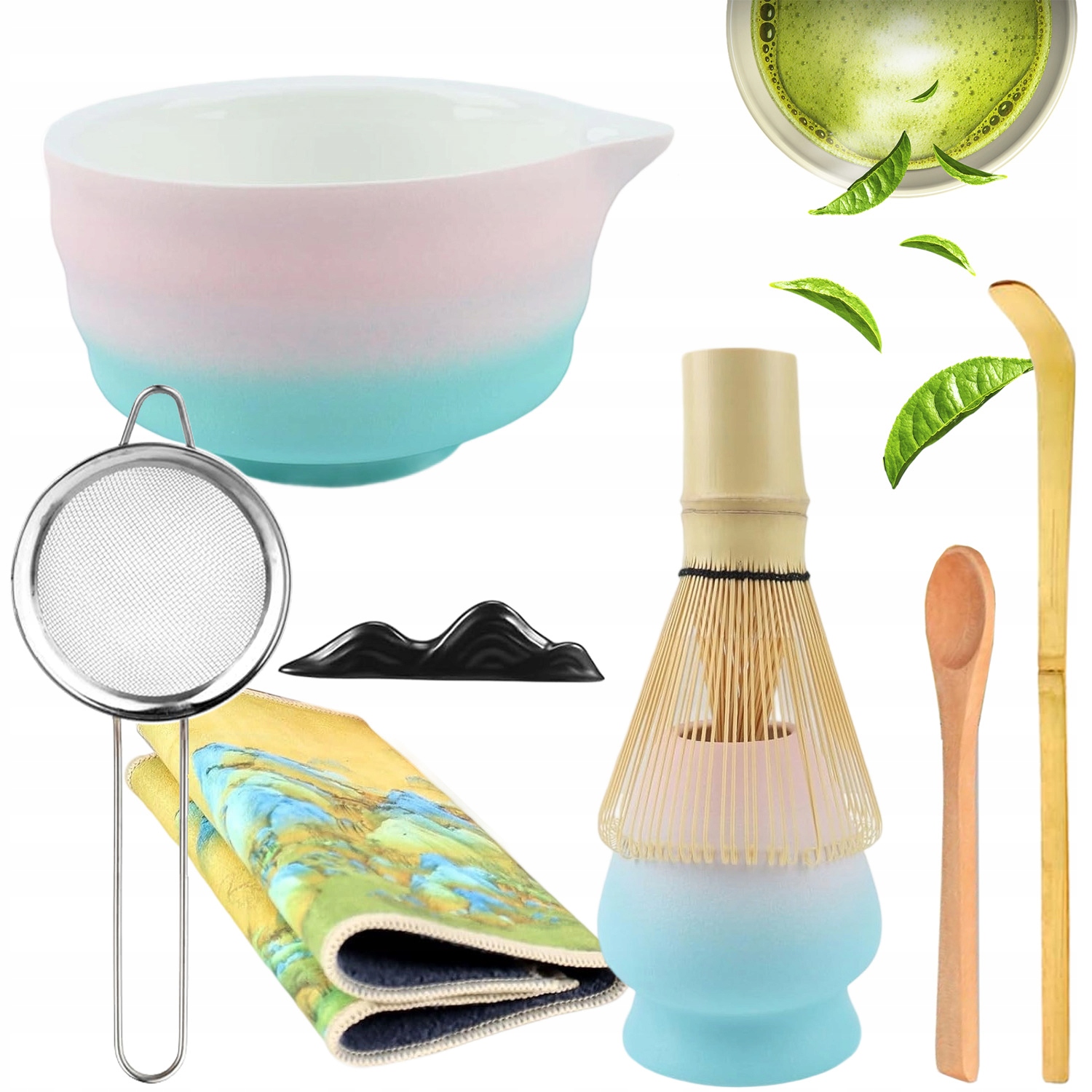 Levně Matcha Čaj Nástroj Tradiční Sada Bambusových Mixérů Keramika 8V1