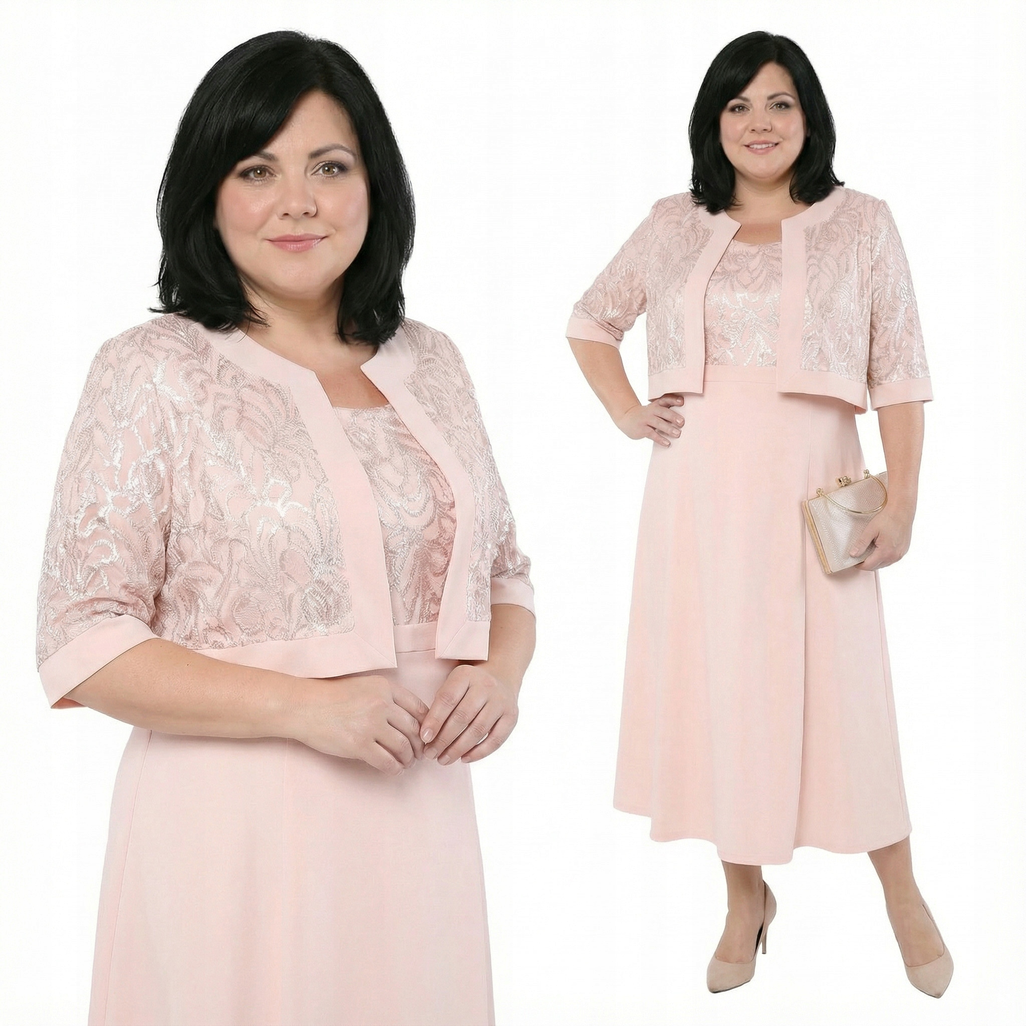 Komplet s krajkovým bolerkem plus size, velikost 60