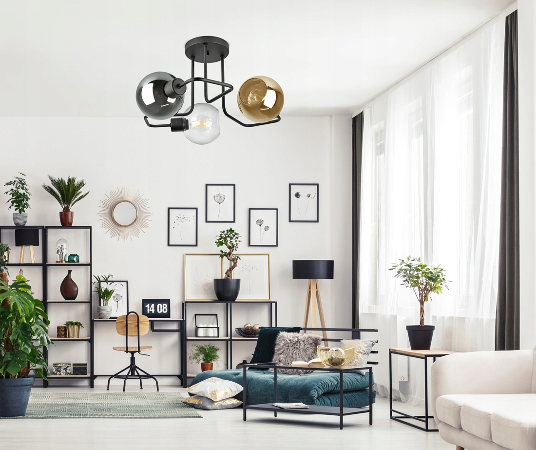 Lampa sufit PLAFON MODERN żyrandol LED BALL SZKŁO Styl nowoczesny