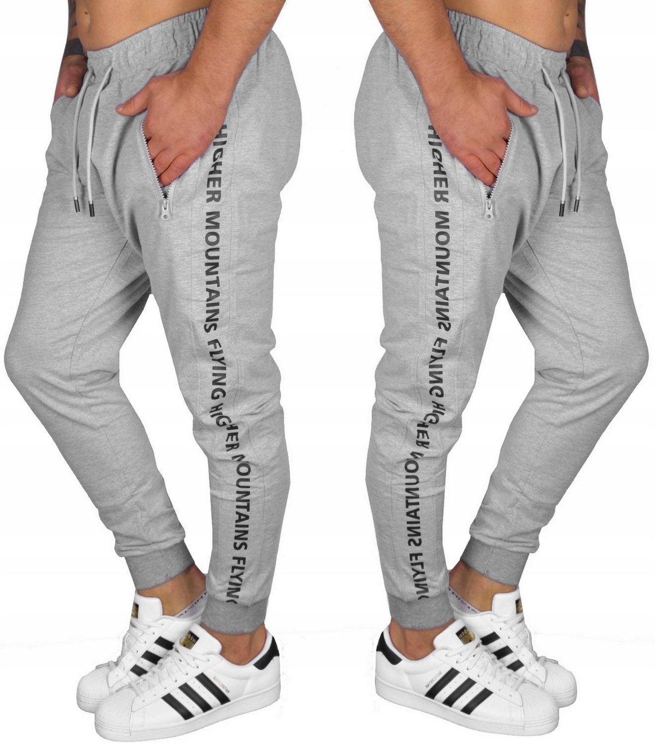 DRESOWE SPODNIE MĘSKIE KIESZENIE BAWEŁNIANE DRESY