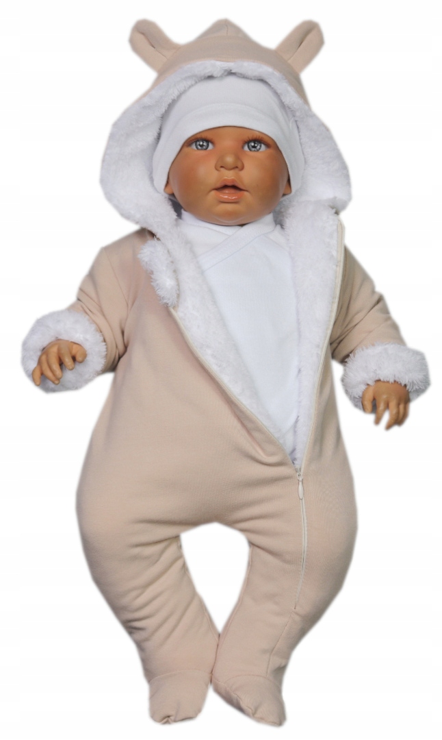 KOMBINEZON PAJAC OCIEPLANY FUTRO BAWEŁNA 74 Beżowy Marka Inna marka