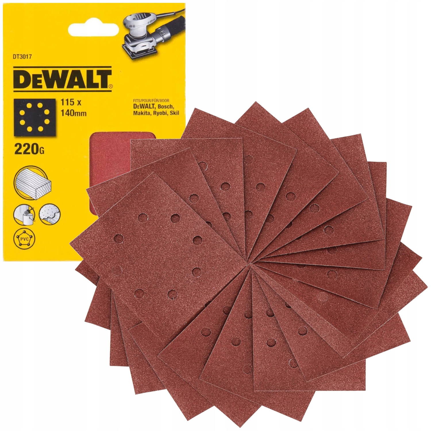 DeWALT DT3017 Papier ścierny na rzep 115 x 140 mm gr. 220 25 szt.