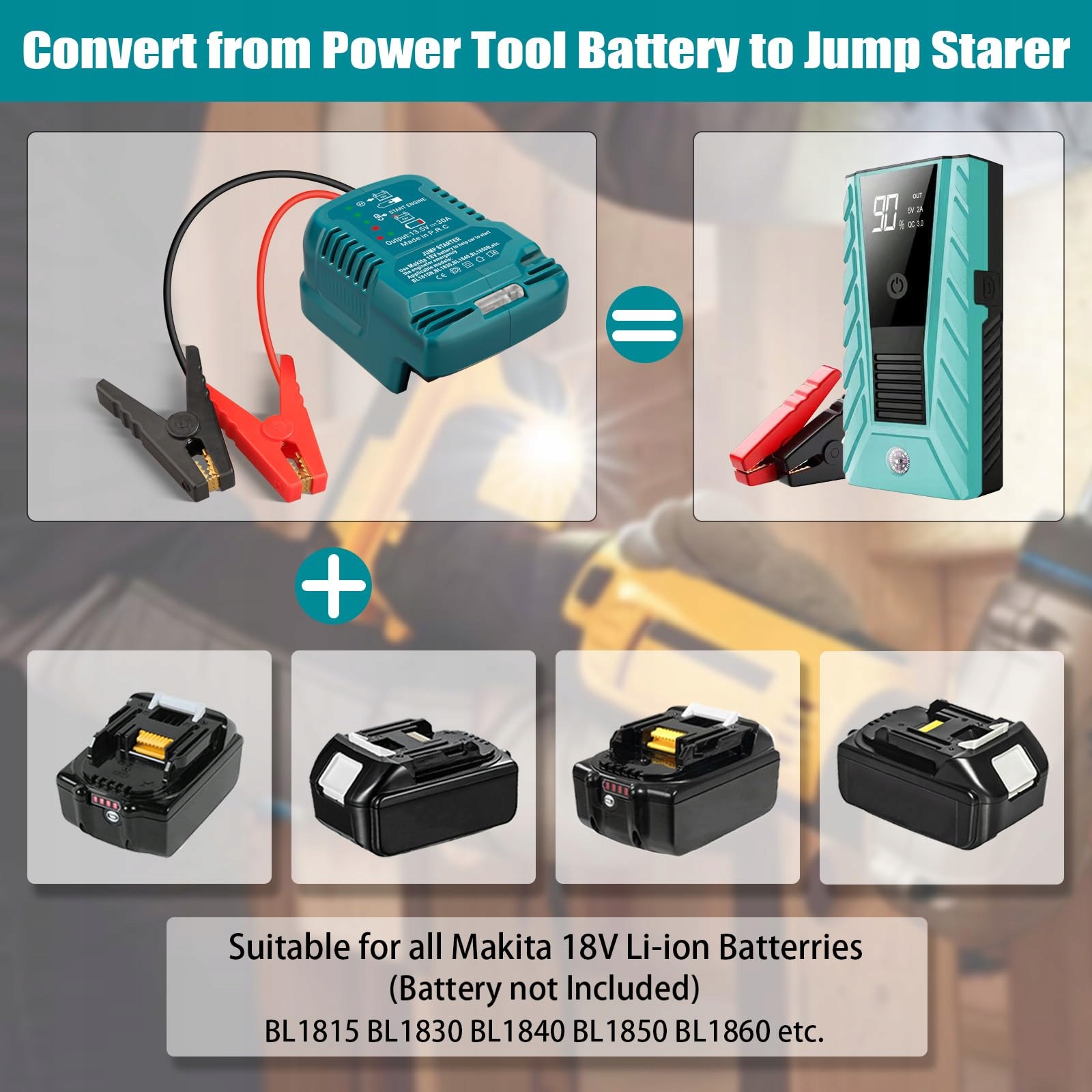 EID Zestaw Adapterów Do Akumulatorów 18V Kabel 11AWG Booster Auto — miniatura 2