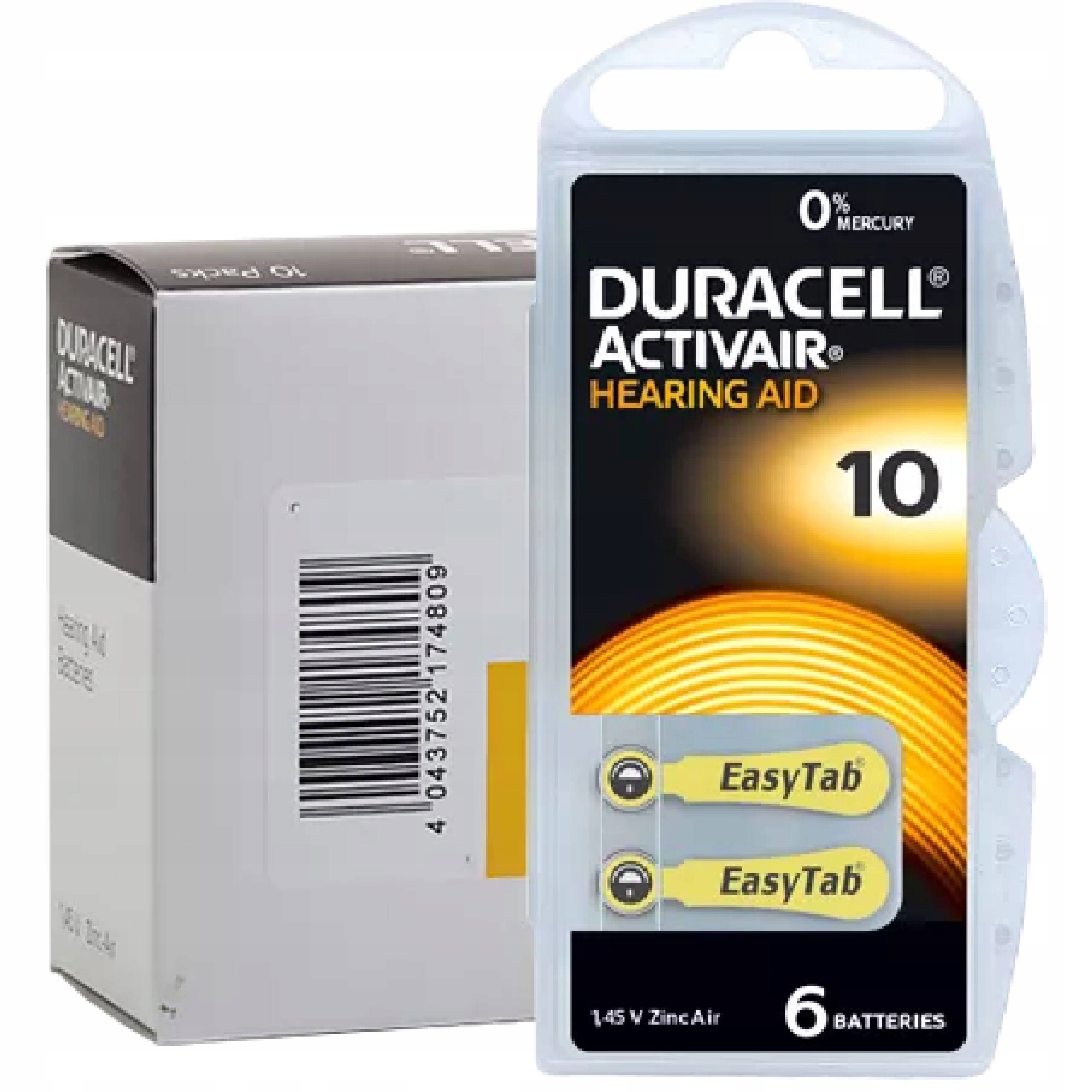 

60x Baterie Duracell Do Aparatów Słuchowych 10