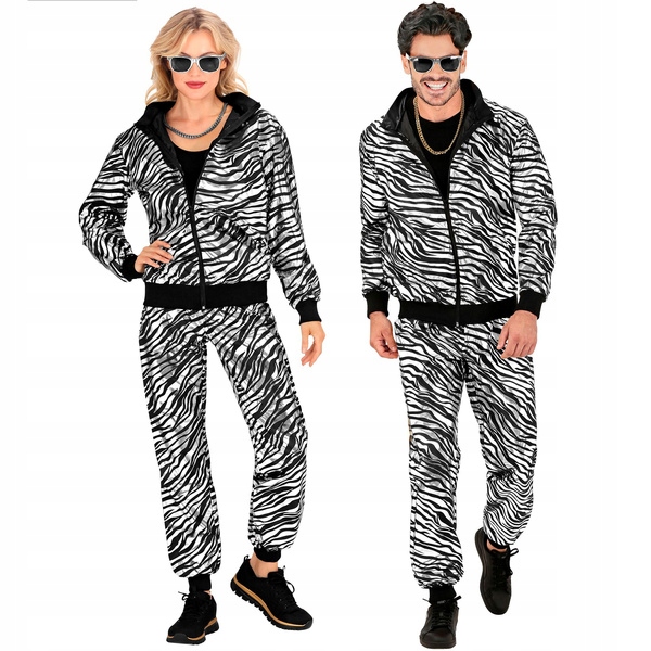 Kostým Teplákovka Stříbrný Metallic S Pruhy Zebra M
