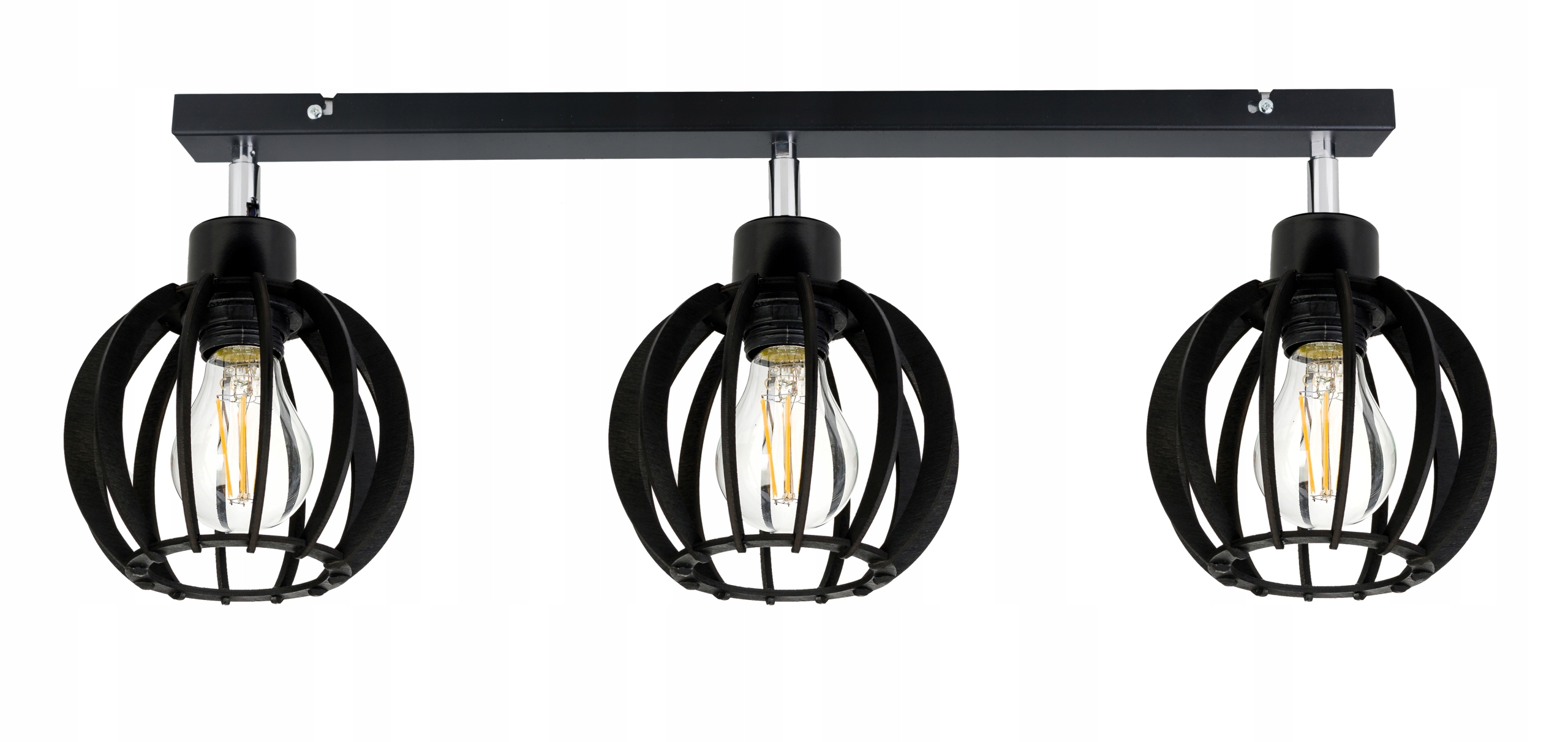 Závěsné Stropní Svítidlo Stropní Svítidlo Lustr Černý Loft Stínidlo Dřevo Na 3x E27