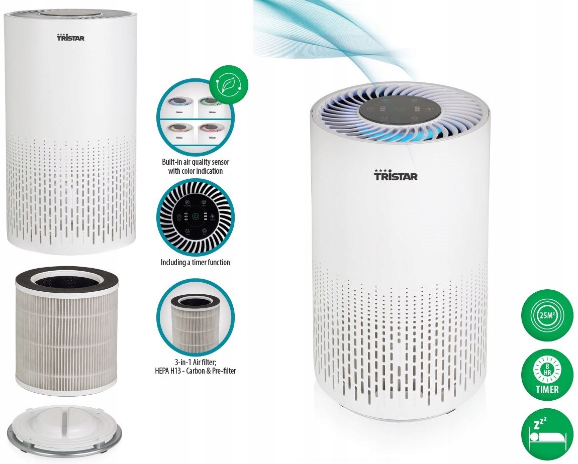 Nejlepší Čistička Tristar 3v1 Led barvy pro kvalitu vzduchu 200 m3