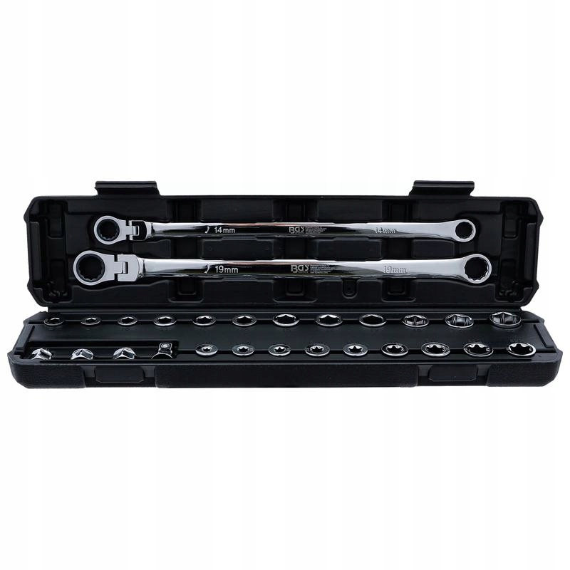 Sada obojstranných očkových kľúčov a kĺbových kľúčov s račňou Bgs