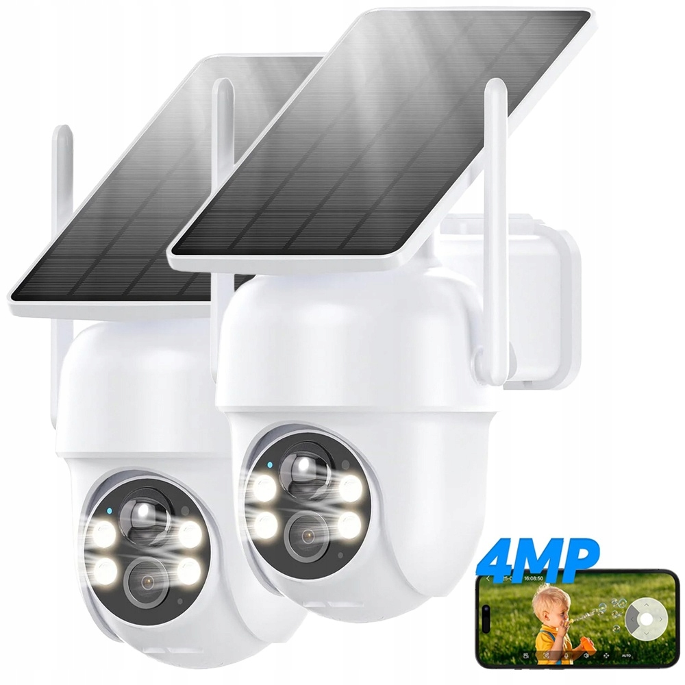 4MP solární venkovní bezdrátové bezpečnostní kamery pro noční vidění 2K