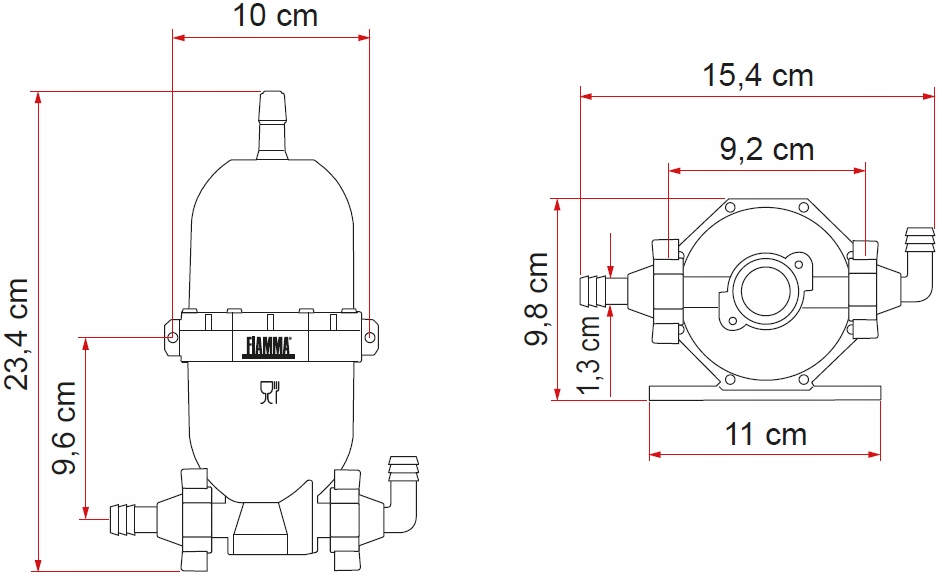ZBIORNIK WYRÓWNUJĄCY CIŚNIENIE WODY do pomp FIAMMA Numer katalogowy części 02478-01-
