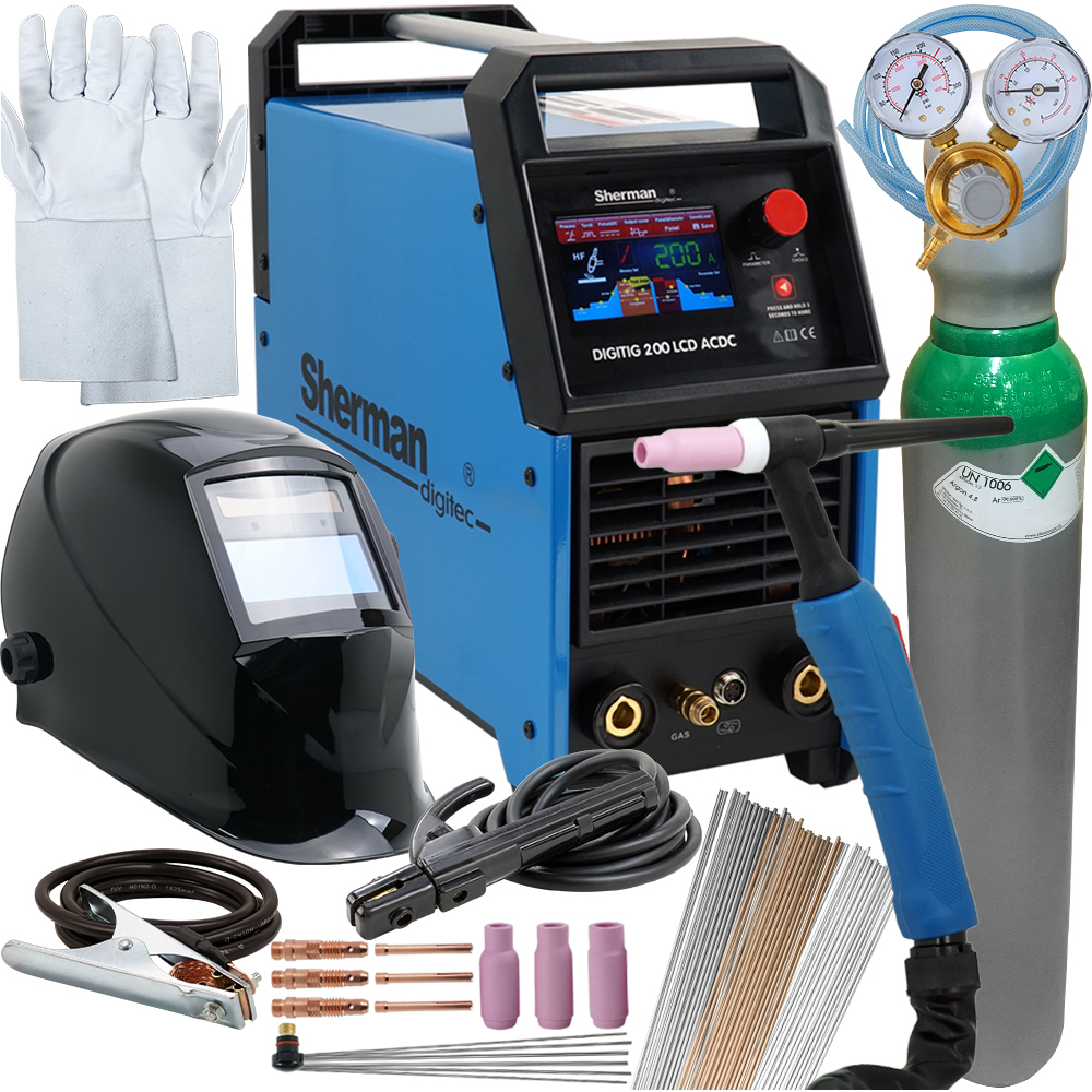 Spawarka Sherman Acdc 200 A LCD Puls Mma Zestaw