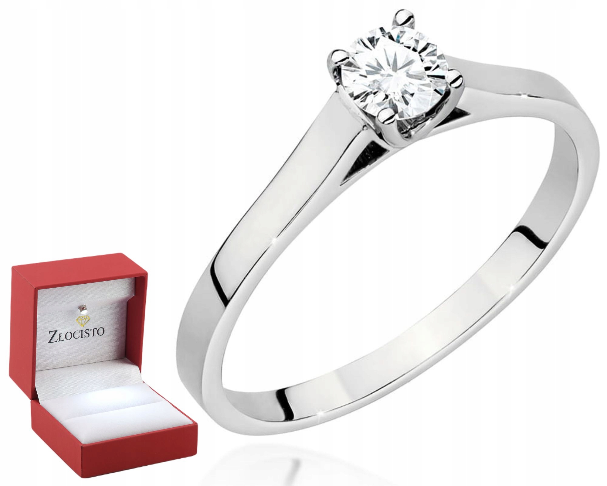 Bílý Zlatý Prstýnek S Briliantem Gravírování 585 Bonus Dárek