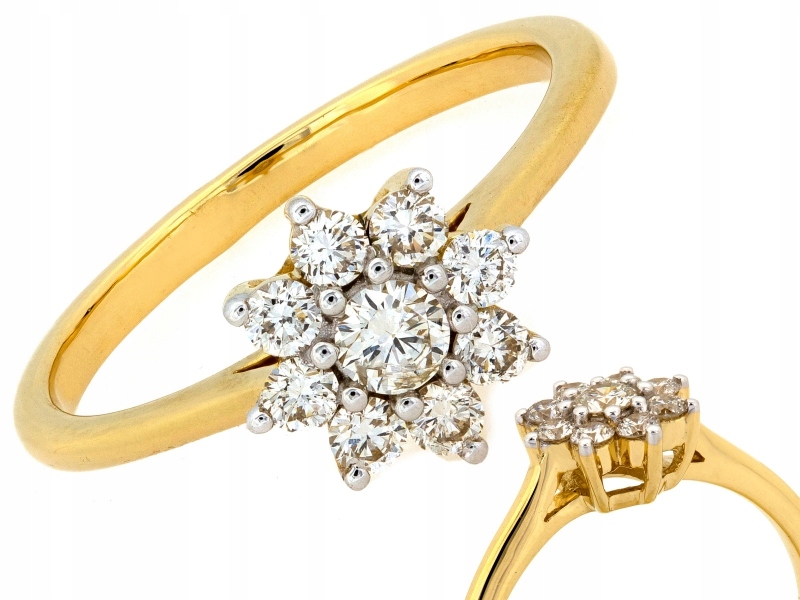 Zlatý Prstýnek 585 14k motiv Květina s brilianty 9ks 0,522ct 2.53g R15