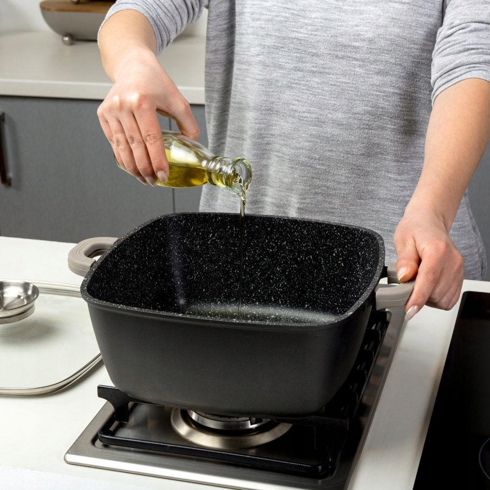 Brytfanka GRANITOWA brytfanna garnek kwadratowy do gotowania pieczenia 7,4L Linia Funtzio