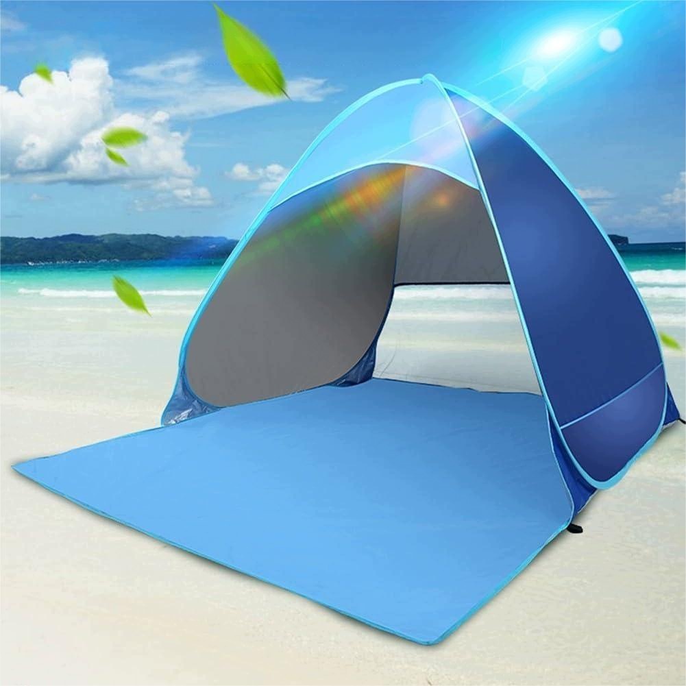 Namiot rozkładany na plażę z filtrem Uv 50+ dla 2-3 osób niebieski duży